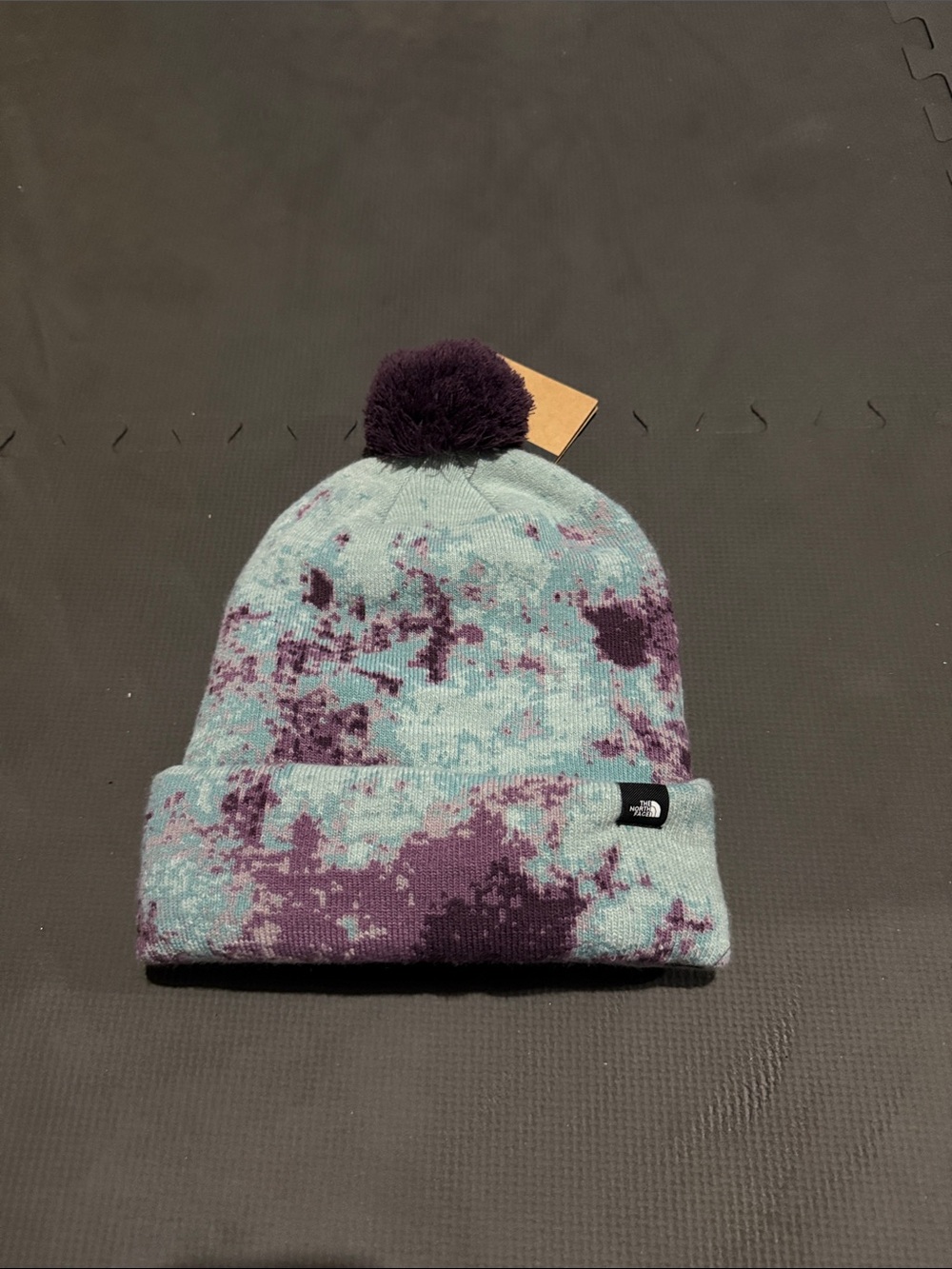 The North Face Aqua & Purple Pom Knit Beanie